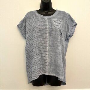 Goa Metallic Stripe Linen Blend Short Sleeve T-Shirt, Size Large